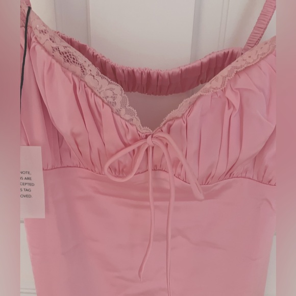 REVOLVE Kimberly Satin Mini Dress Baby Pink Large - Picture 4 of 11